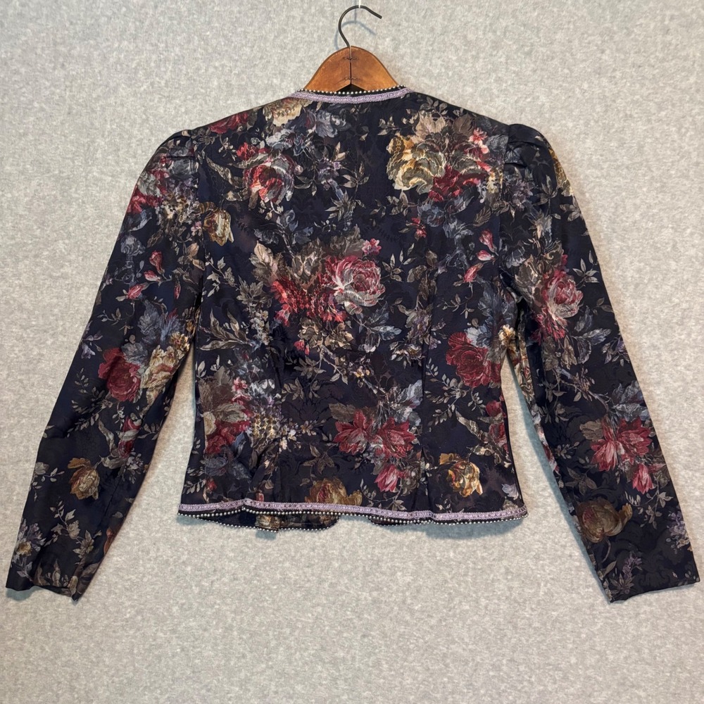 Vintage 80s Nah Nah Collections Women's 7/8 Floral Tapestry Jacket Bridgerton - Picture 7 of 12